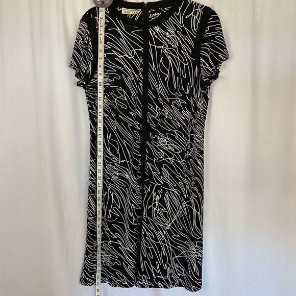 Vintage Designer Chetta B Black & White Dress Knee Length Mini Short Sleeve - Picture 8 of 10